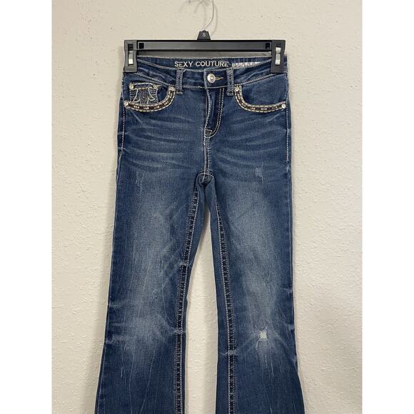 JUICY COUTURE girl’s Size 10 black stretch Boot cut jeans. POCKETS - Picture 5 of 6